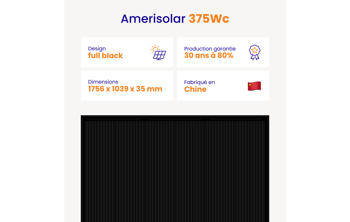 Panneau solaire Amerisolar monocristallin 375Wc