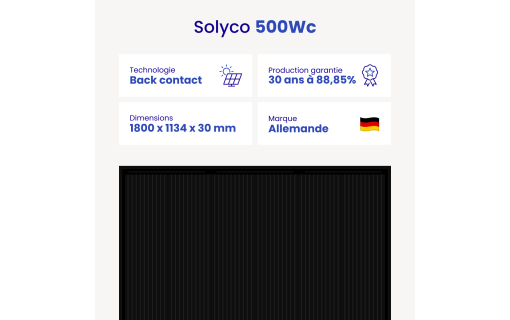 Panneau solaire SOLYCO 500Wc - Back Contact bi-verre bifacial