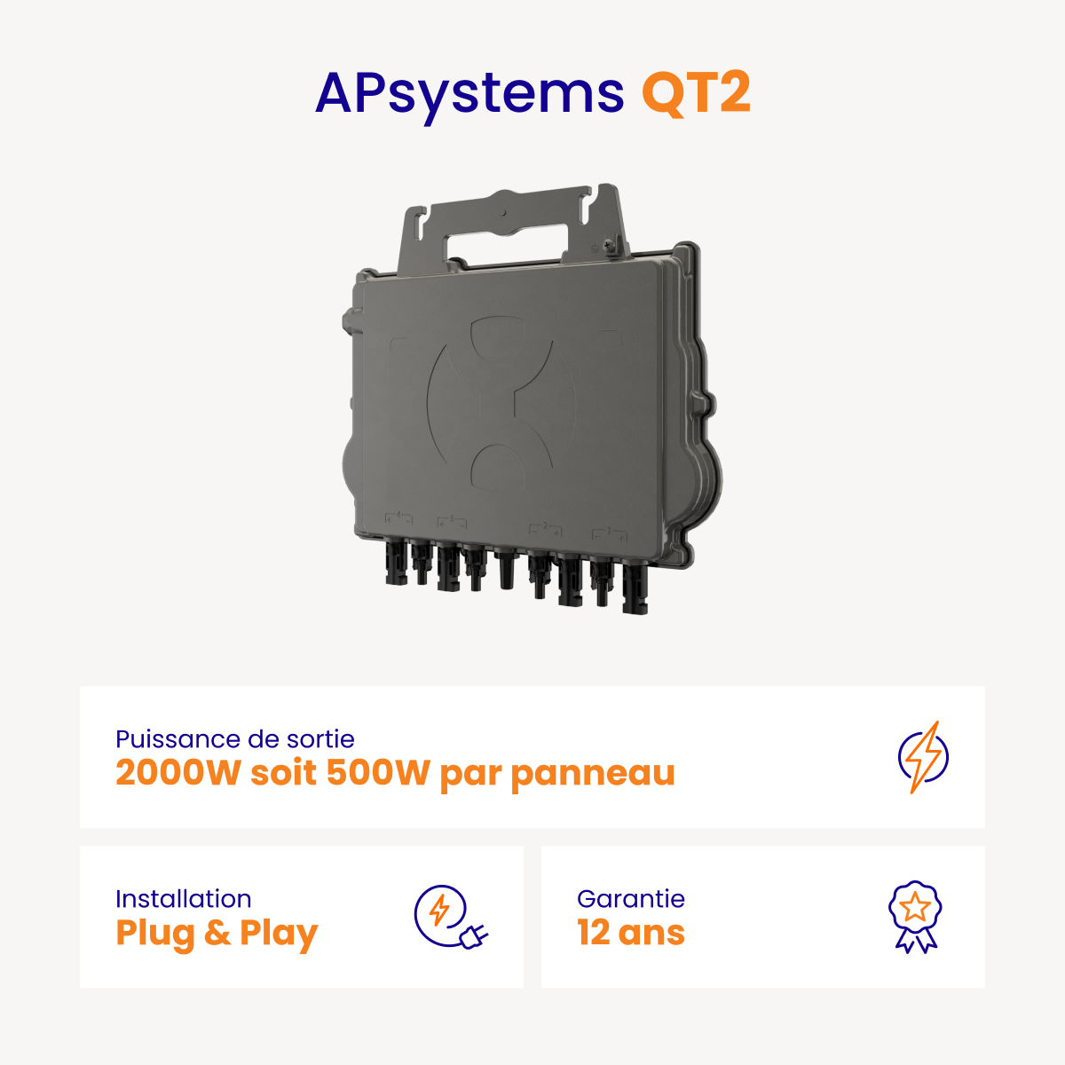 Micro-onduleur APSystems QT2 garanti 12 ans