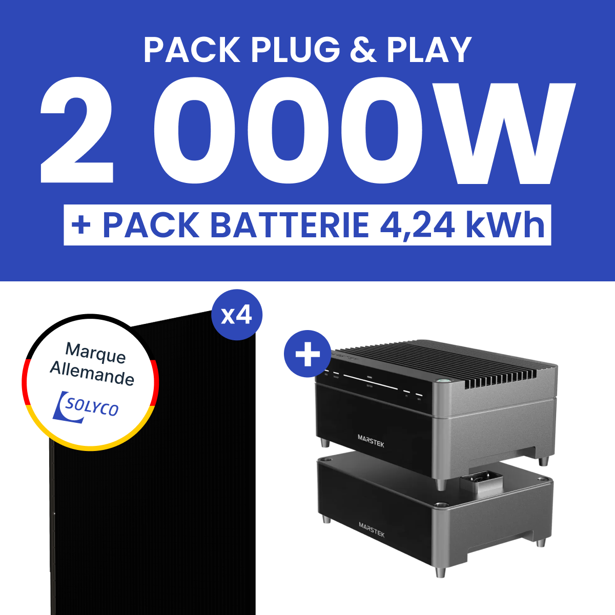Kit Solaire Plug and Play 2000W SOLYCO + Marstek Venus A 4,24kWh