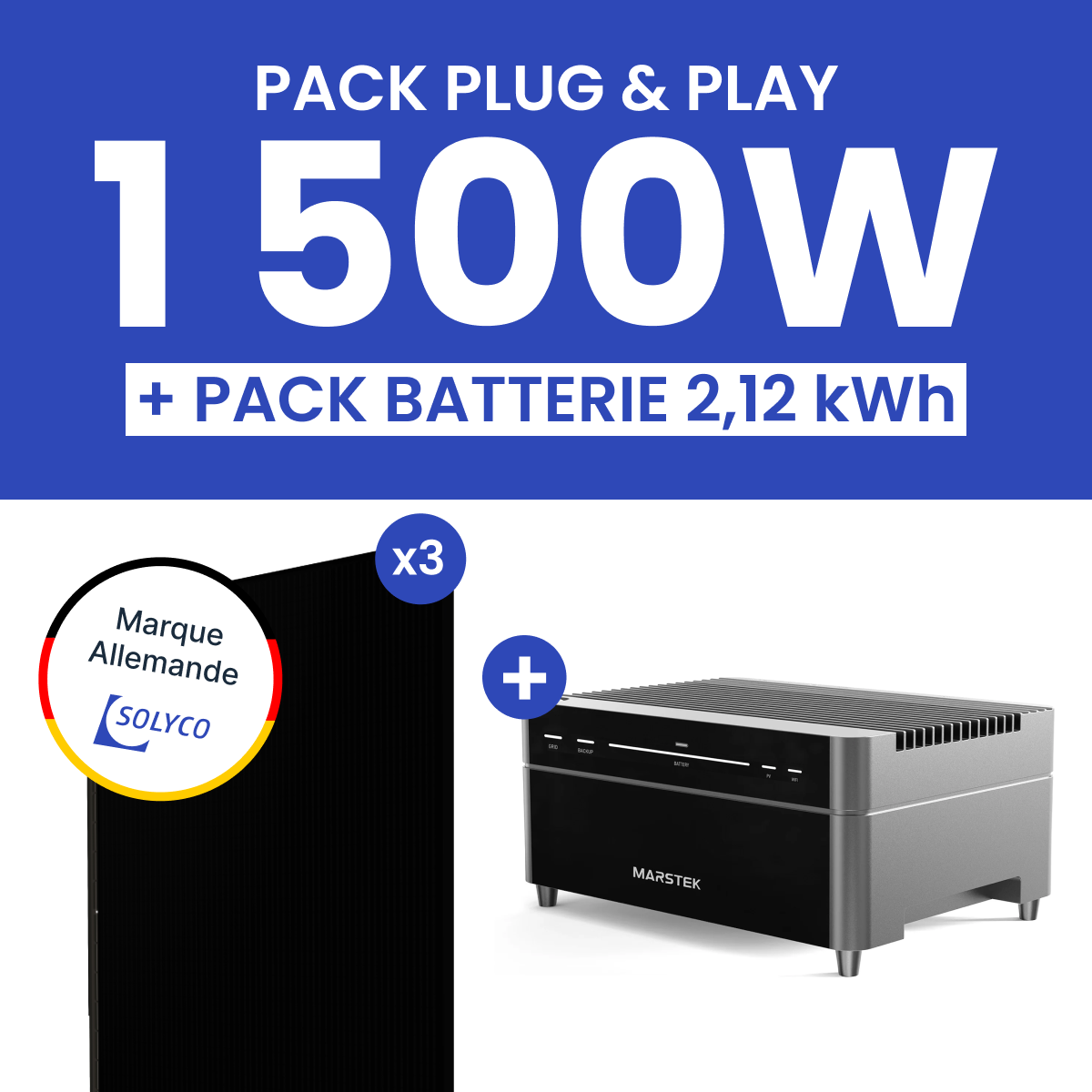 Kit Solaire Plug and Play 1500W SOLYCO + Batterie Marstek Venus A 2,12kWh