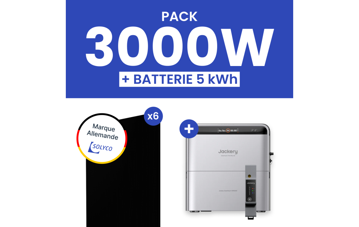 Kit Solaire Autoconsommation 3000W SOLYCO avec Batterie Jackery 5 kWh