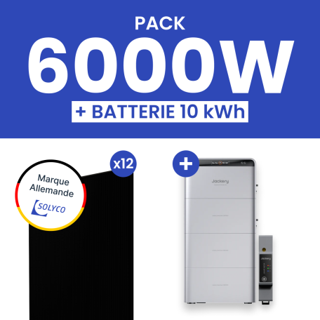 Kit Solaire Autoconsommation 6000W SOLYCO avec Batterie Jackery 10 kWh