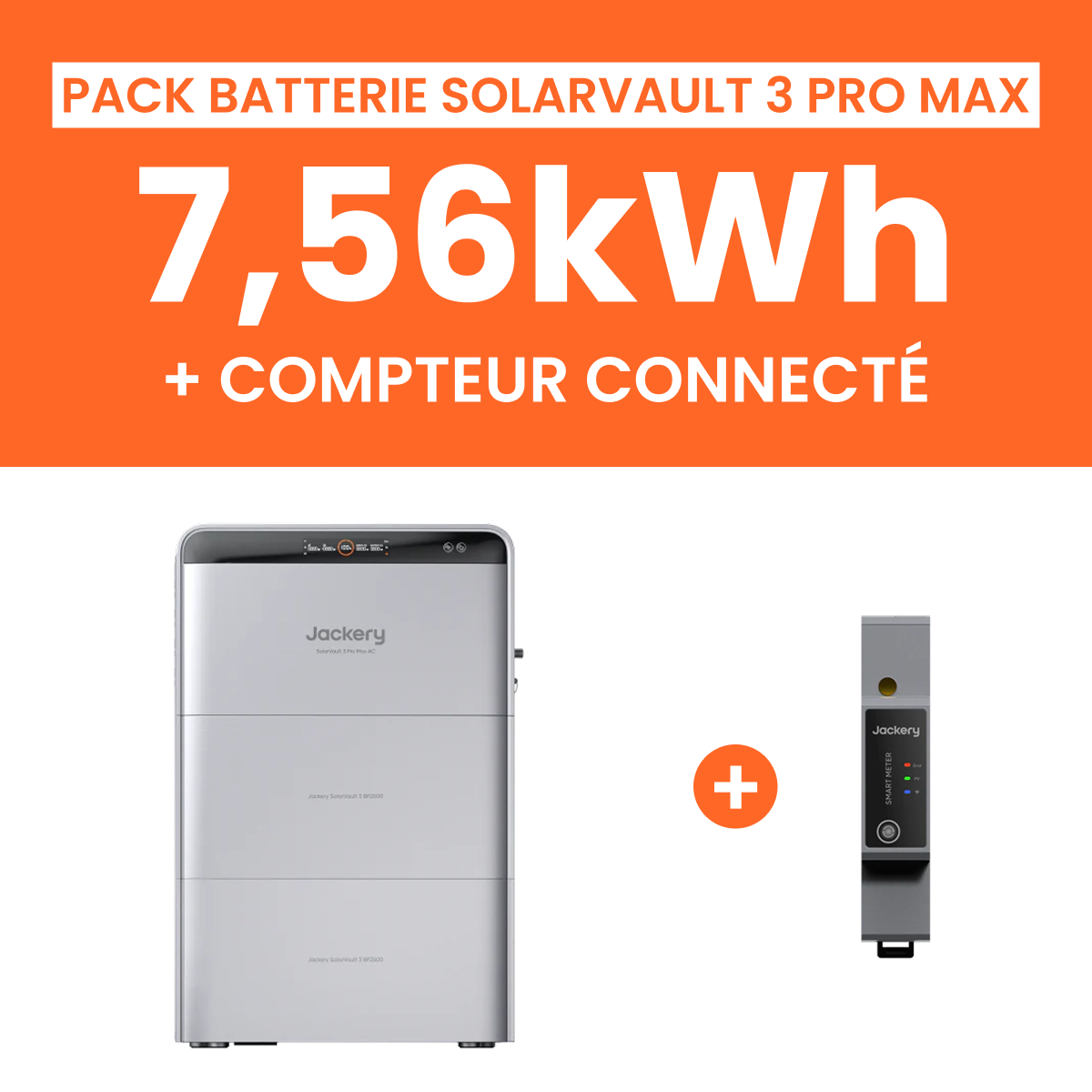 Pack Batterie Solaire Jackery SolarVault 3 Pro Max AC 7,56kWh avec Smartmeter