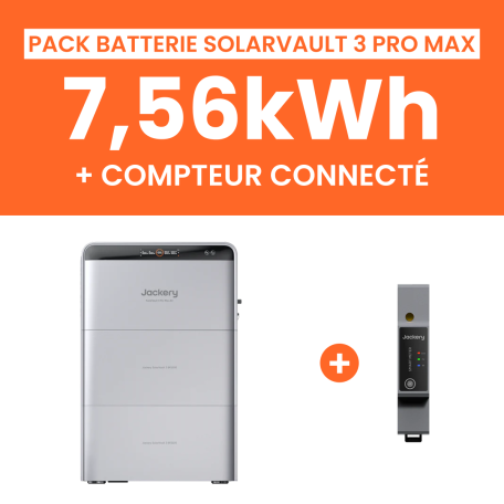 Pack Batterie Solaire Jackery SolarVault 3 Pro Max AC 7,56kWh avec Smartmeter