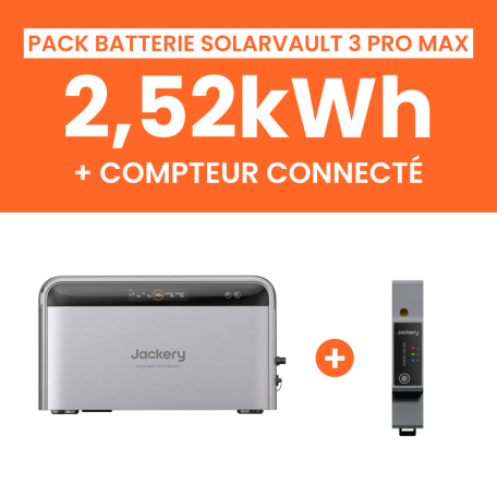 Pack Batterie Solaire Jackery SolarVault 3 Pro Max AC 2,5kWh + Smartmeter