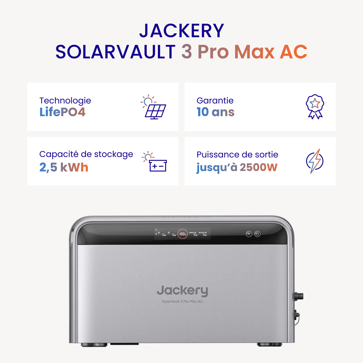 Batterie Solaire Jackery SolarVault 3 Pro 2,52 kWh