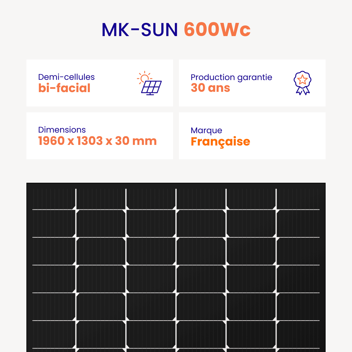 Panneau Solaire MK-SUN 600Wc Bifacial Biverre