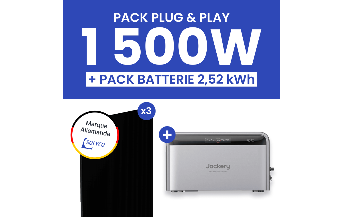 Kit Solaire Plug and Play 1500W SOLYCO + Batterie Jackery SolarVault 3 Pro 2,52kWh