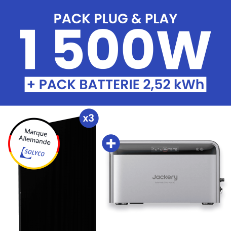 Kit Solaire Plug and Play 1500W SOLYCO + Batterie Jackery SolarVault 3 Pro 2,52kWh