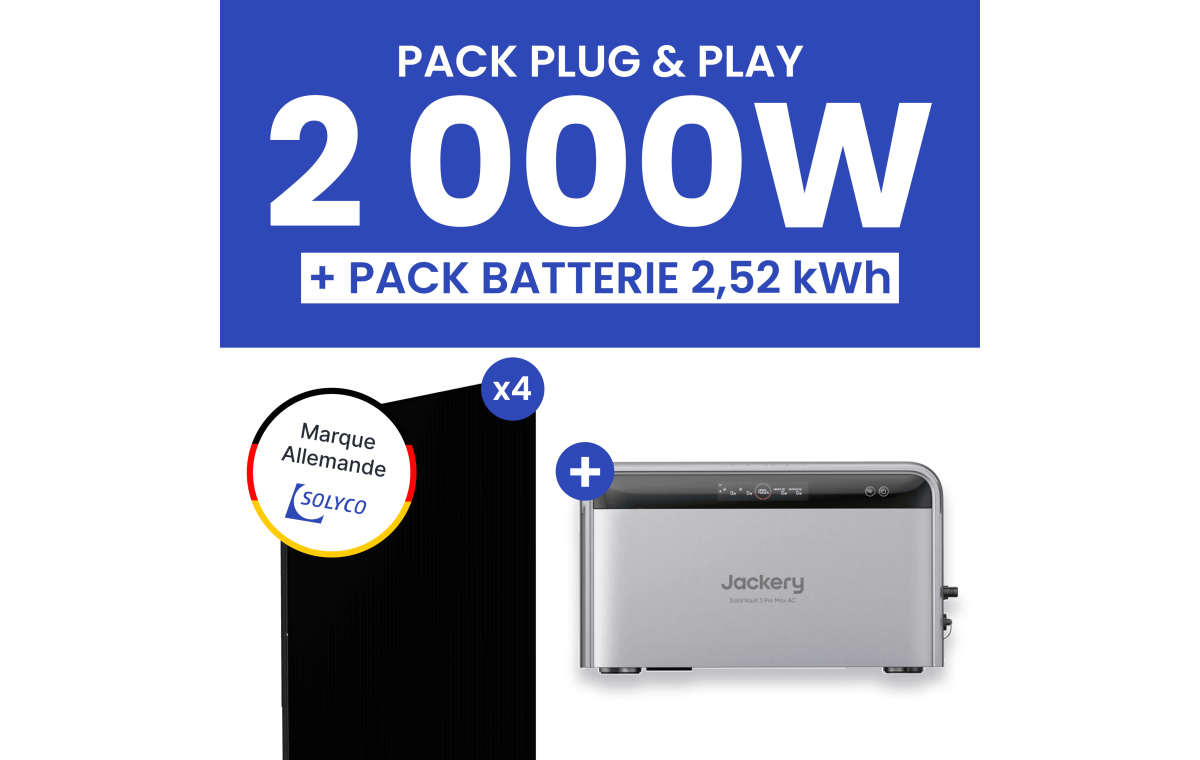 Kit Solaire Plug and Play 2000W SOLYCO + Batterie Jackery SolarVault 3 Pro 2,52kWh