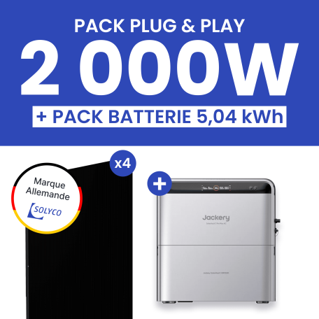 Kit Solaire Plug and Play 2000W SOLYCO + Batterie Jackery SolarVault 3 Pro 2,52kWh + Batterie Additionnelle BP2500 2,52kWh
