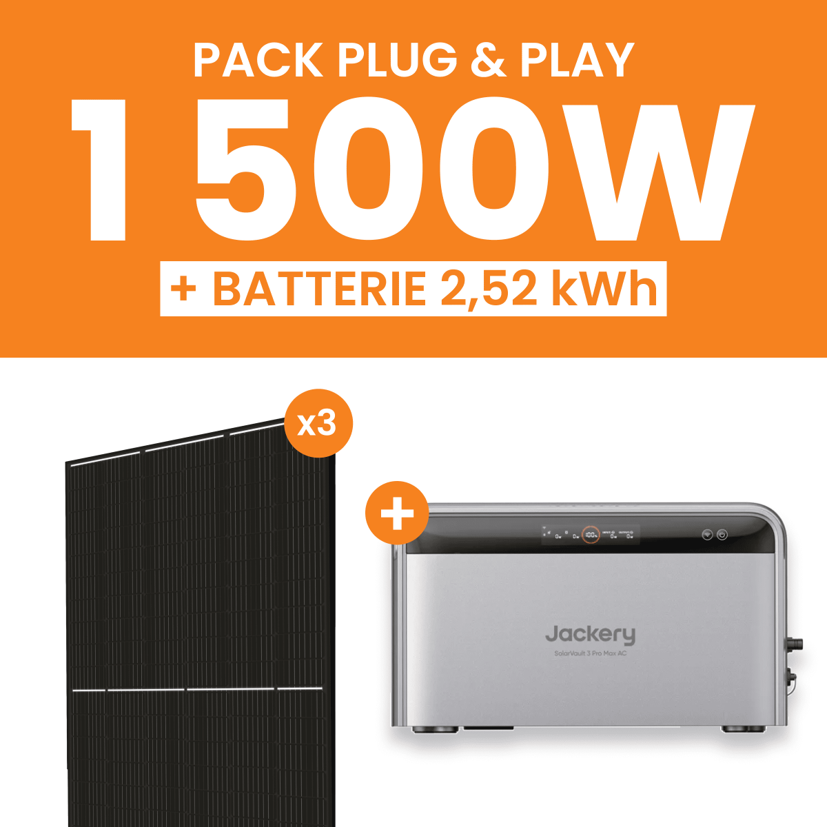 Kit Solaire Plug and Play 1500W Amerisolar + Jackery SolarVault 3 Pro