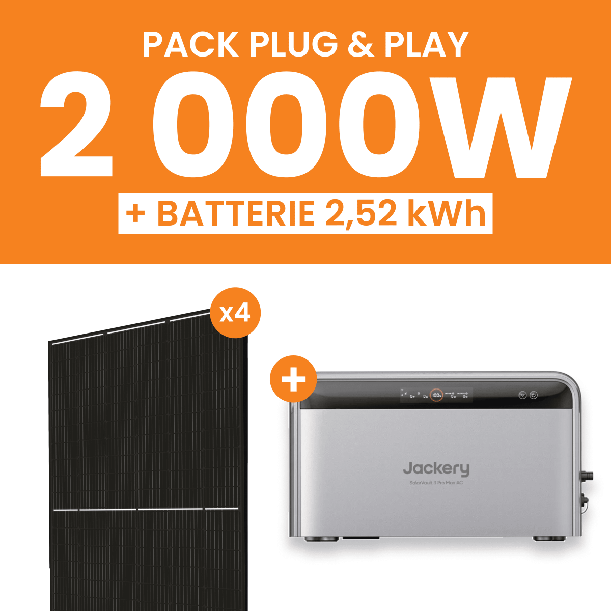 Kit Solaire Plug and Play 2000W Amerisolar + Jackery SolarVault 3 Pro