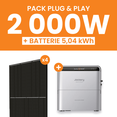 Kit Solaire Plug and Play 2000W Amerisolar + Jackery SolarVault 3 Pro + Batterie Additionnelle BP2500