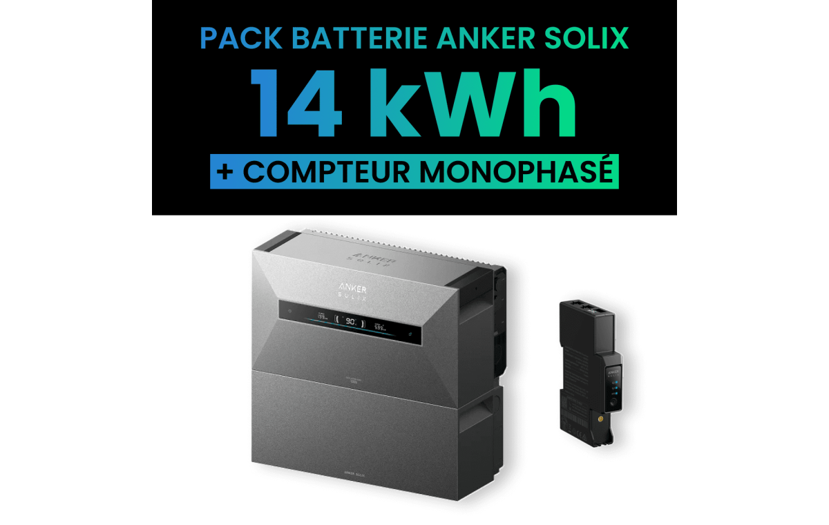 Pack Batterie Solaire Anker SOLIX Solarbank Max AC 14 kWh + Compteur Gen 2 Monophasé