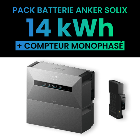 Pack Batterie Solaire Anker SOLIX Solarbank Max AC 14 kWh + Compteur Gen 2 Monophasé