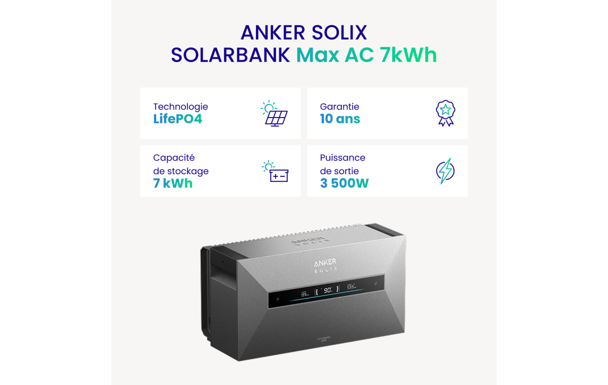 Batterie Solaire Anker SOLIX Solarbank Max AC 7 kWh - Mon Kit Solaire