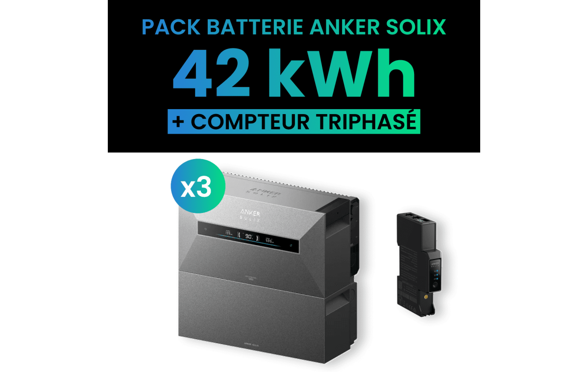 Pack Batterie Solaire Anker SOLIX Solarbank Max AC 21 kWh x3 + 3 BP7000 + Compteur Triphasé Gen 2
