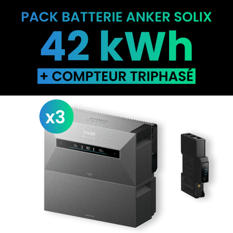 Pack Batterie Solaire Anker SOLIX Solarbank Max AC 21 kWh x3 + 3 BP7000 + Compteur Triphasé Gen 2