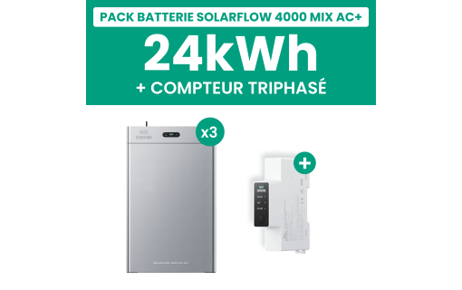 Pack Batterie Solaire Zendure SolarFlow 4000 Mix AC+ 24kWh Triphasé + Smart Meter 3CT-S