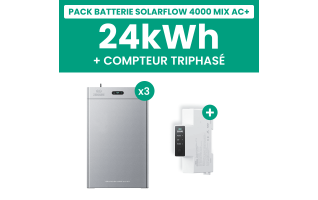 Pack Batterie Solaire Zendure SolarFlow 4000 Mix AC+ 24kWh Triphasé + Smart Meter 3CT-S