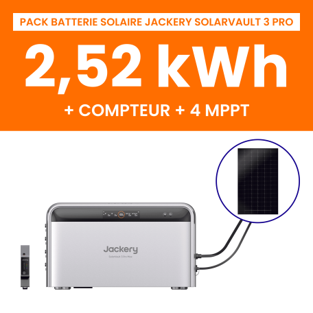 Pack Batterie Solaire Jackery SolarVault 3 Pro 2,52kWh + Compteur Intelligent 1P