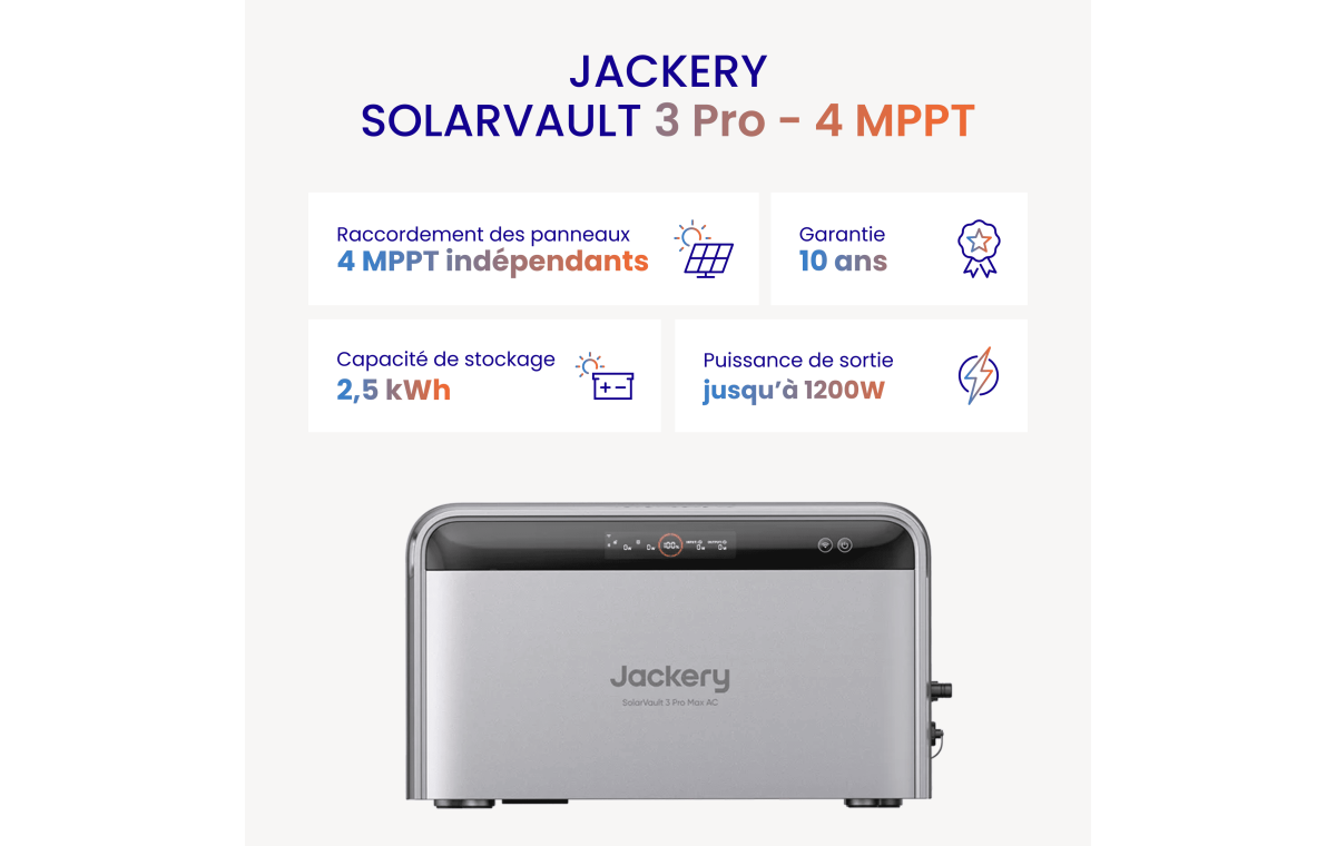 Batterie Solaire Jackery SolarVault 3 Pro 2,52 kWh - 4 MPPT