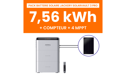 Pack Batterie Solaire Jackery SolarVault 3 Pro 7,56kWh + Compteur Intelligent 1P