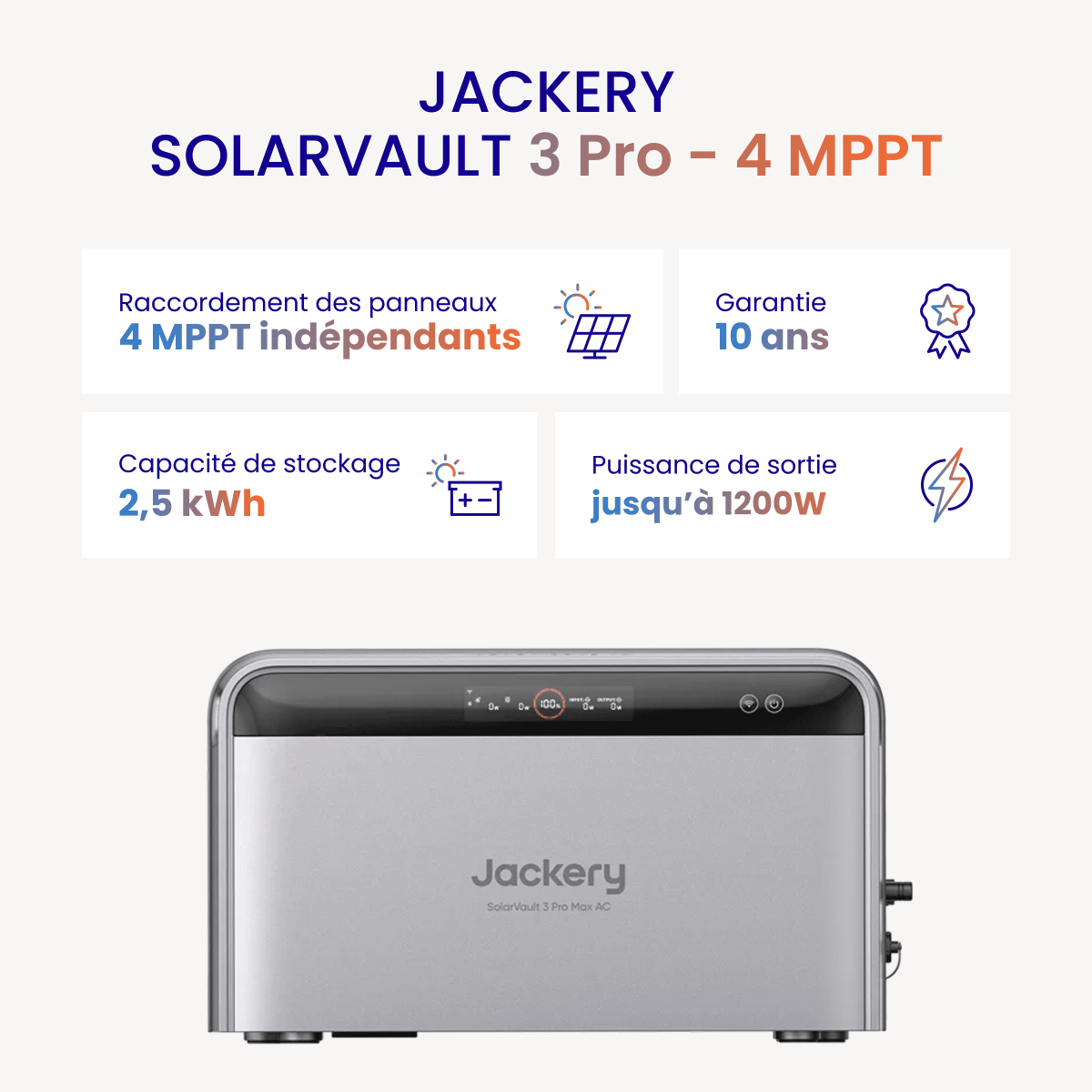 Batterie Solaire Jackery SolarVault 3 Pro 2,52 kWh - 4 MPPT