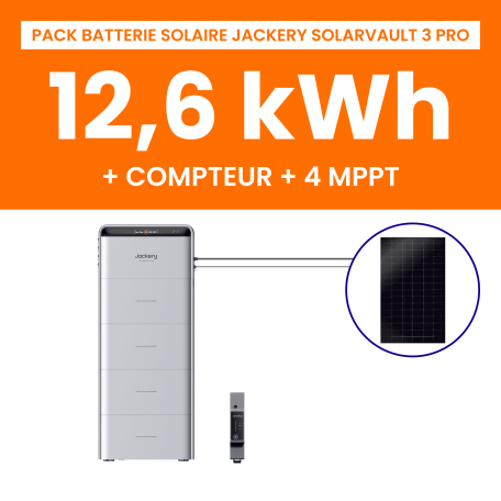 Pack Batterie Solaire Jackery SolarVault 3 Pro 12,6kWh + Compteur Intelligent 1P
