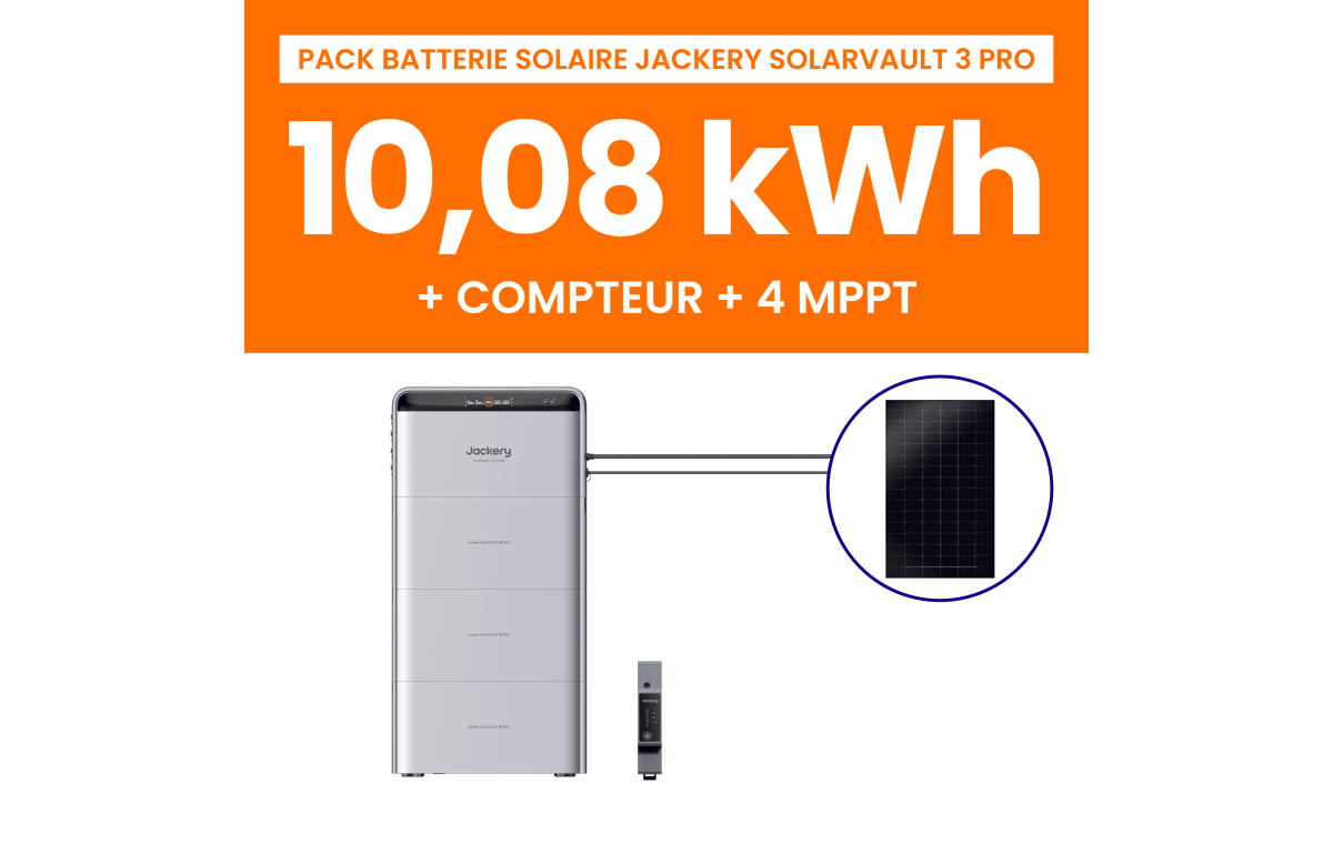 Pack Batterie Solaire Jackery SolarVault 3 Pro 10.08kWh + Compteur Intelligent 1P