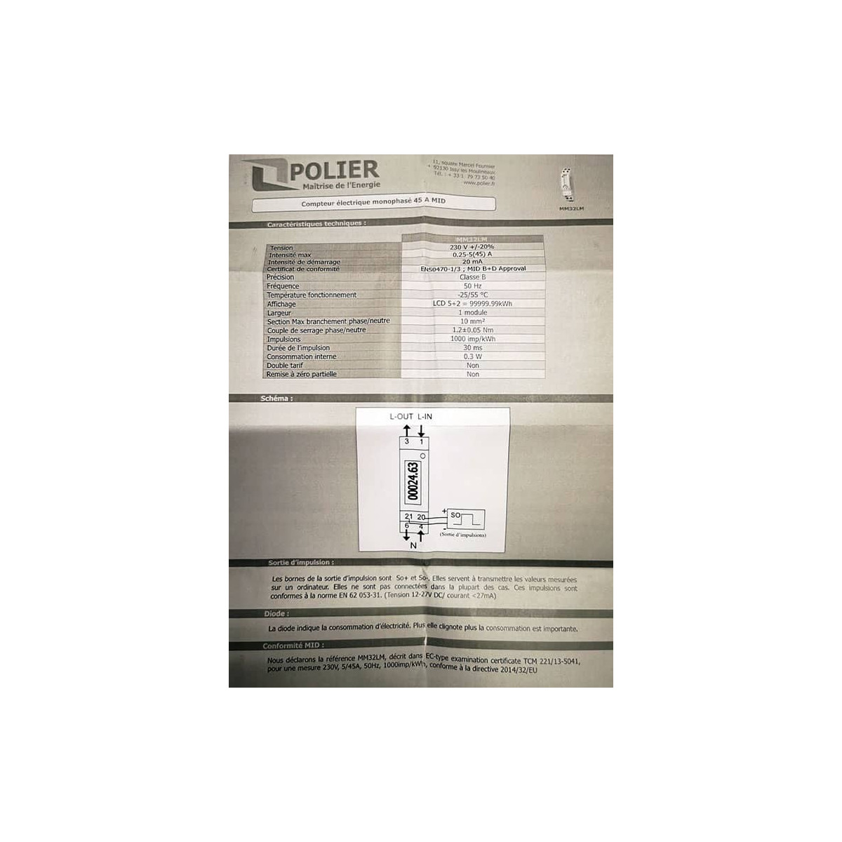 Compteur de production d'énergie informations