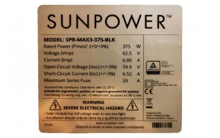 Panneau solaire SunPower 375Wc informations