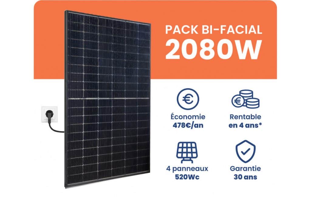 kit solaire bi-facial 4 panneaux
