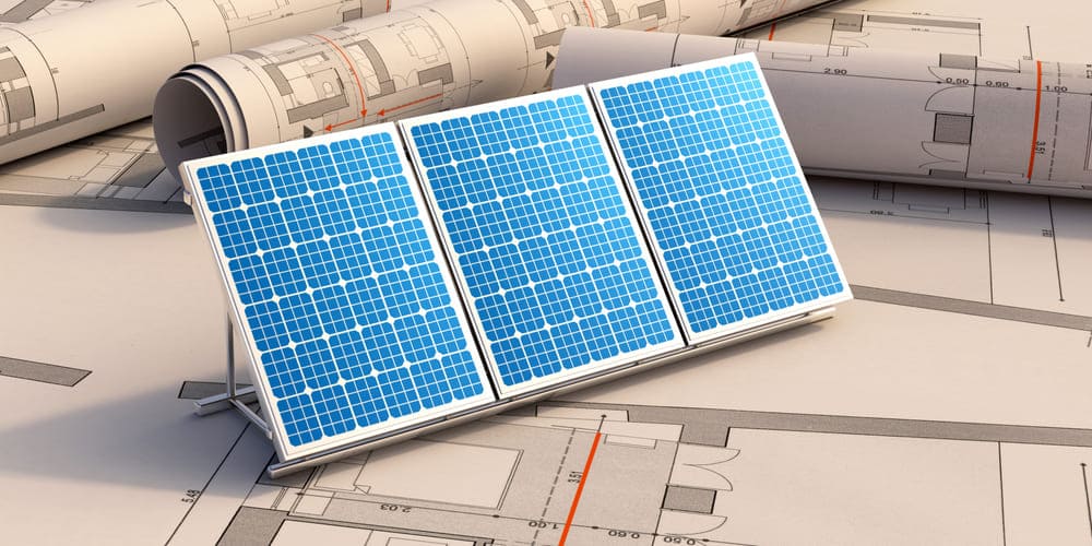 Panneaux solaires et plan de construction