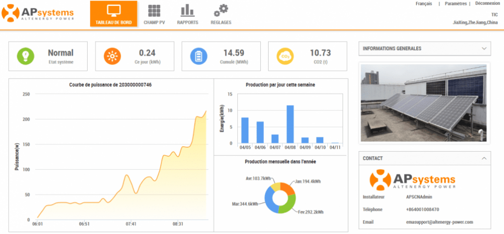 APS Ema application suivi de production solaire