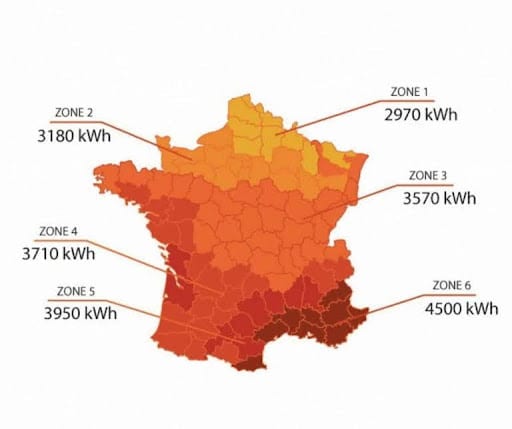 le revenu de la vente de surplus en fonction des endroits dans la France