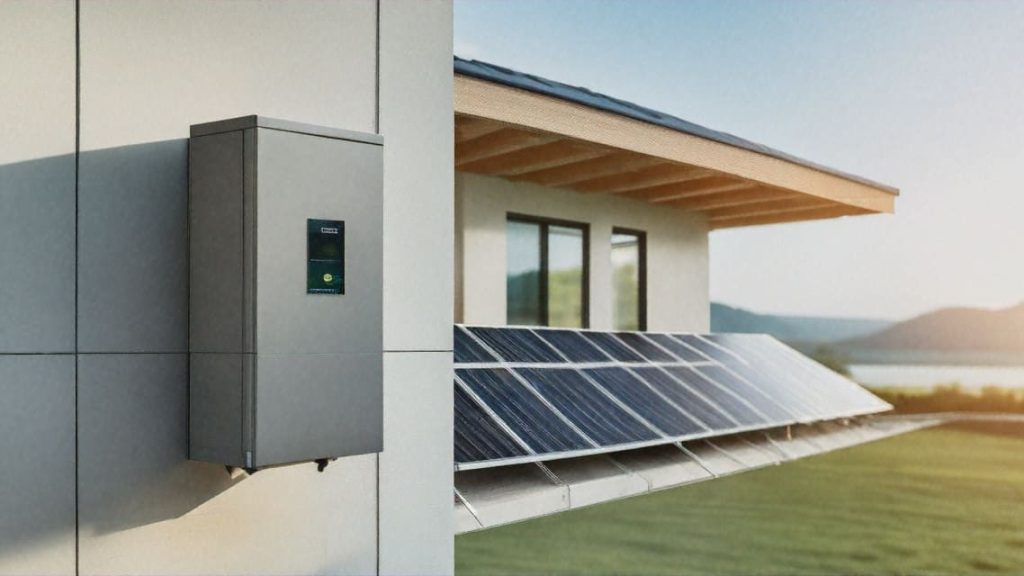 Batterie photovoltaïque installée sur une mur