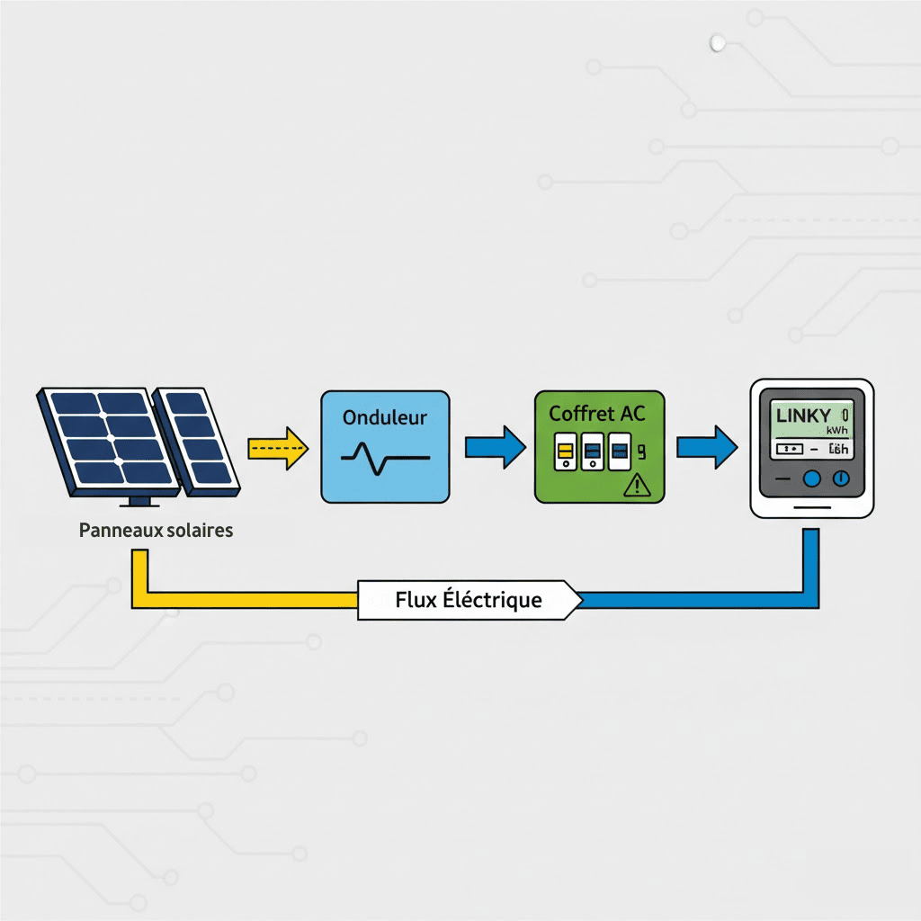 Schéma raccordement panneaux solaires sur linky