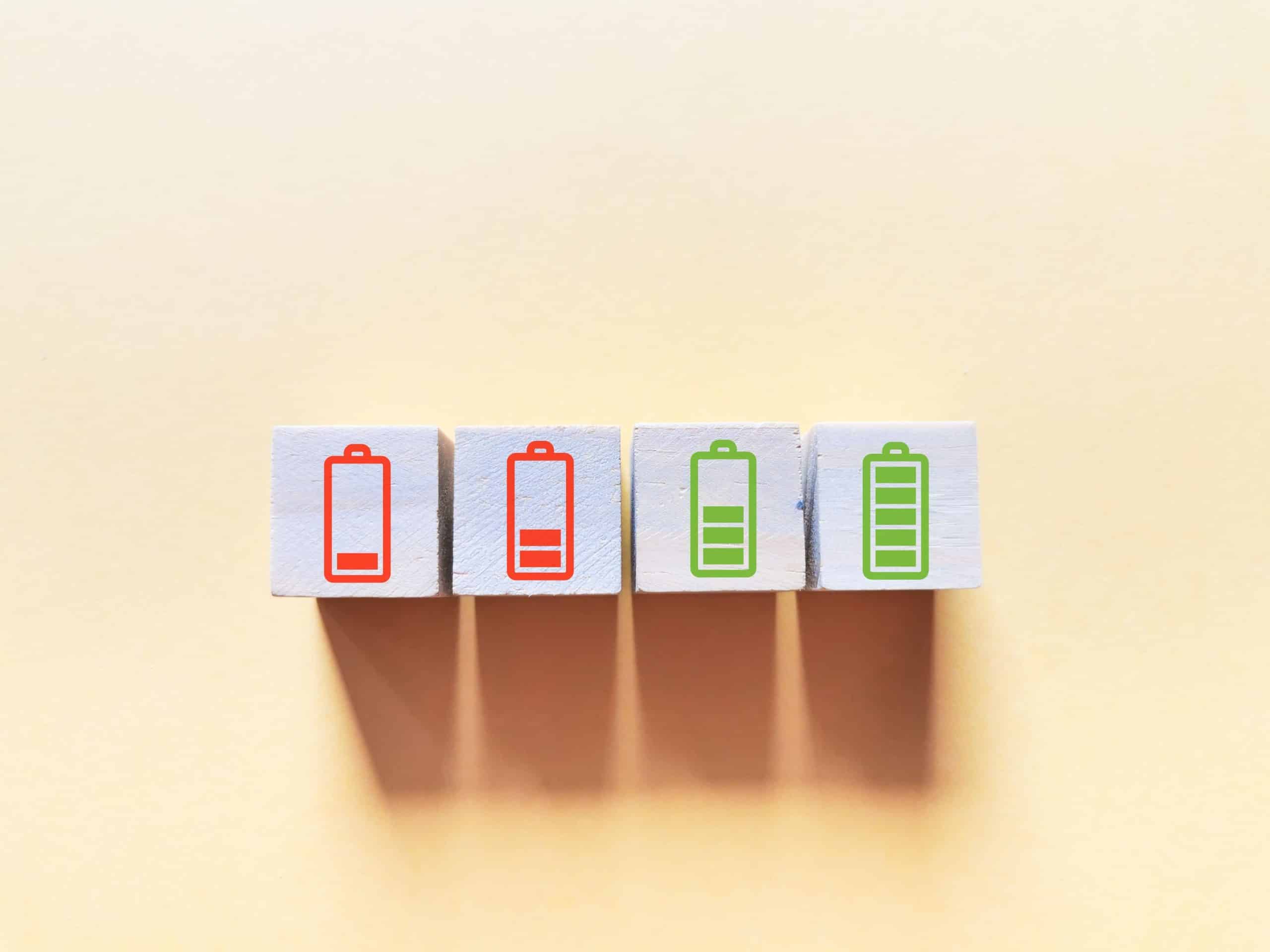 Icones de batterie représentant la profondeur de décharge des batteries solaires