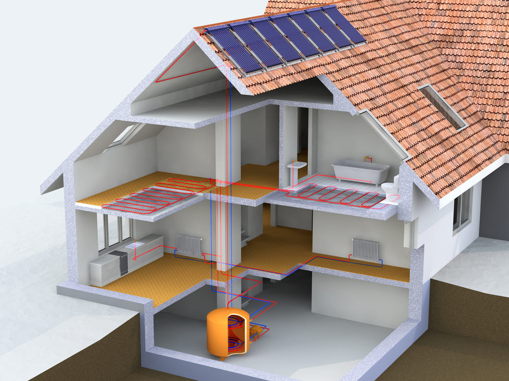 Maison chauffée alternativement  avec panneaux solaires