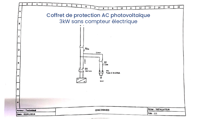 Schema coffret de protection AC 3kW ECO