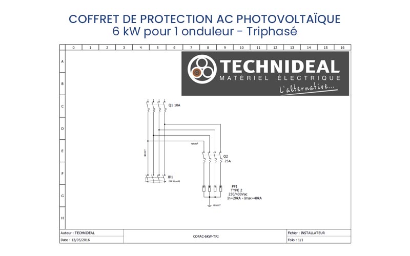 Coffret AC triphasé 6kWc