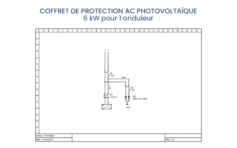 Schéma coffret AC 6kWc - 1 onduleur